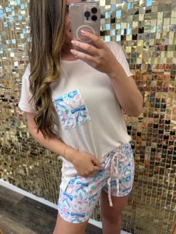 T-Shirt & Shorts Pajama Set by Simply Southern - Ribbons