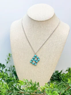 Turquoise Semi-Precious Initial Pendant Necklaces