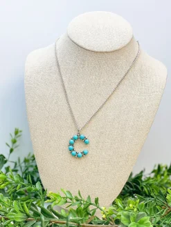 Turquoise Semi-Precious Initial Pendant Necklaces