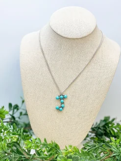 Turquoise Semi-Precious Initial Pendant Necklaces