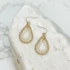 Twisted Double Teardrop Pearl Dangle Earrings - Gold