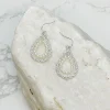 Twisted Double Teardrop Pearl Dangle Earrings - Silver