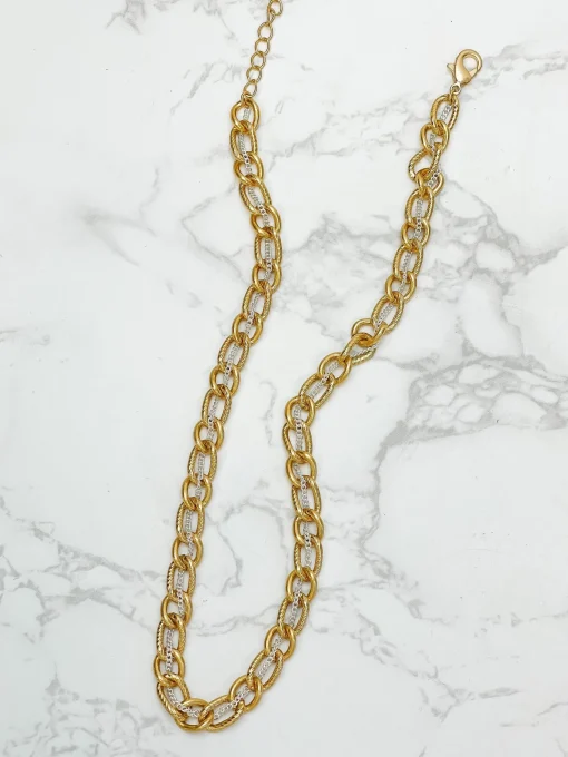 Two Tone Gold Plated Link Necklace
