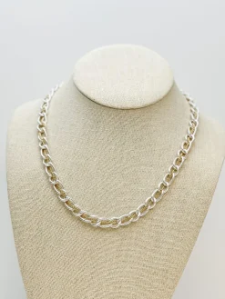 Two Tone Silver Plated Link Necklace