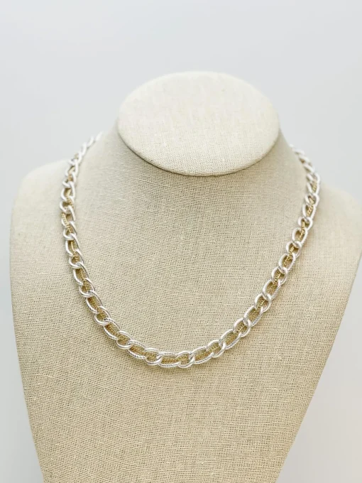 Two Tone Silver Plated Link Necklace