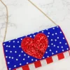 USA Heart Sequin Crossbody Chain Clutch