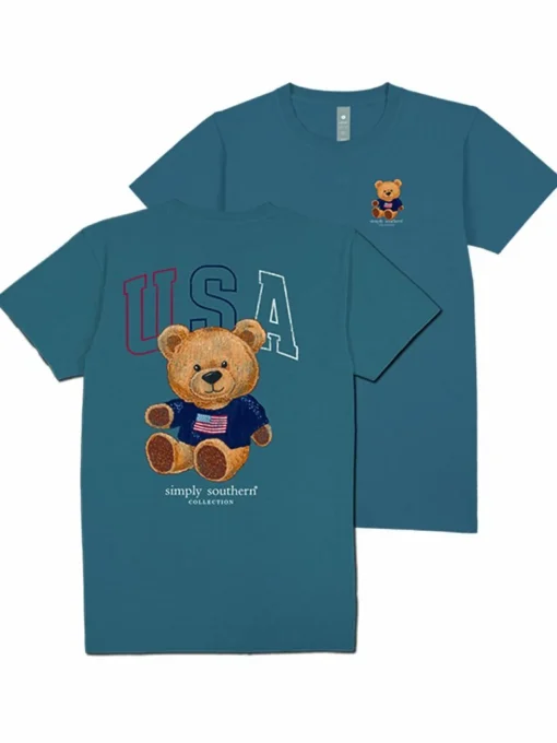 'USA' Teddy Bear Short Sleeve Tee by Simply Southern