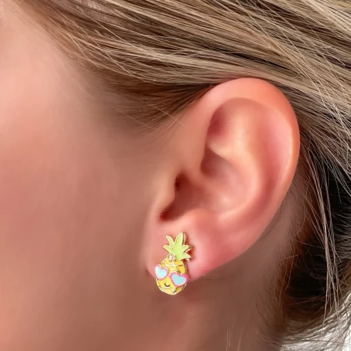 Vacation Pineapple Signature Enamel Studs by Prep Obsessed