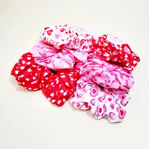 Valentines Day Heart Pattern Scrunchies