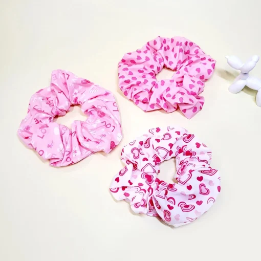 Valentines Day Heart Pattern Scrunchies