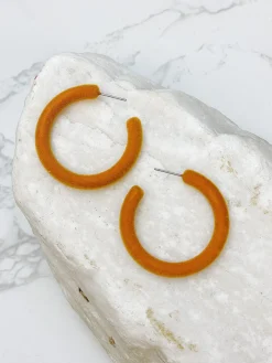Velvet Hoop Earrings - Mustard