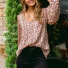 Vivian Satin Blouse in Rose Gold
