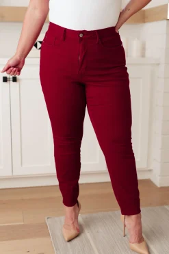 Wanda High Rise Control Top Skinny Jeans Scarlet by Judy Blue
