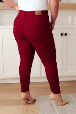 Wanda High Rise Control Top Skinny Jeans Scarlet by Judy Blue