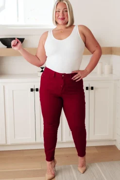 Wanda High Rise Control Top Skinny Jeans Scarlet by Judy Blue