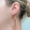 Wave Metal Hoop Earrings - Gold