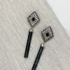 Western Drop Dangle Earrings - Black Marble