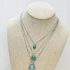 Western Teardrop Multilayer Pendant Necklace - Turquoise
