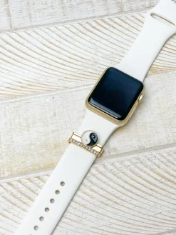 White Silicone Watch Band with Charms - Yin Yang