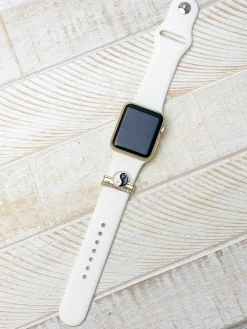 White Silicone Watch Band with Charms - Yin Yang