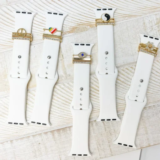 White Silicone Watch Band with Charms - Yin Yang