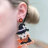 'Wicked' Puppy Halloween Beaded Dangle Earrings