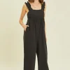 Wide Leg Jumpsuit Featured with Back Tie Detail