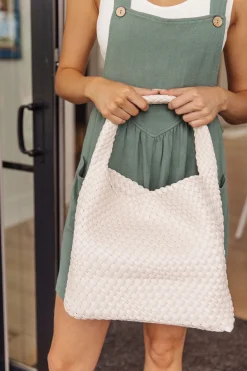 Woven and Worn Tote in Ivory