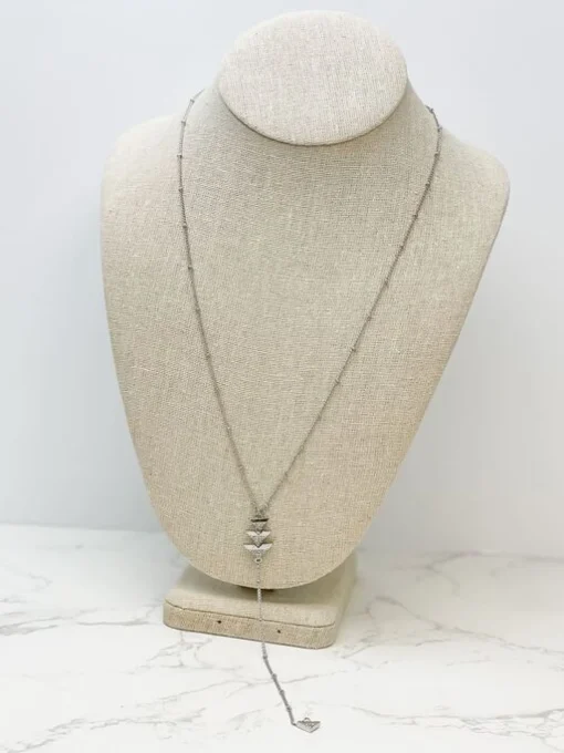Y Long Arrow Pendant Necklace - Silver