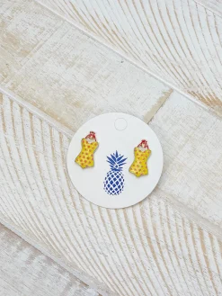 Yellow Polkadot Swimsuit Signature Enamel Studs by Prep Obsessed