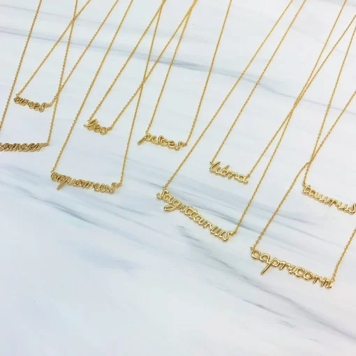 Zodiac Name Plate Necklaces